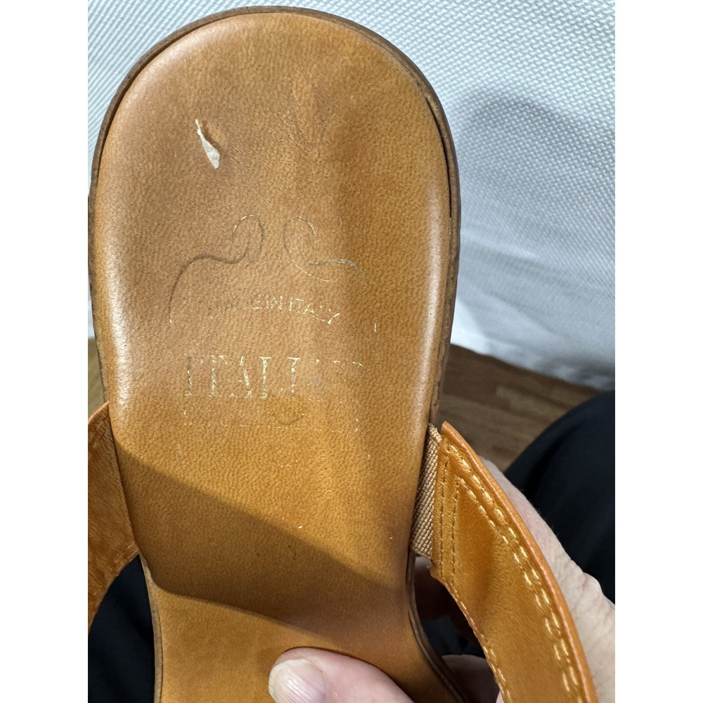 Handmade Italian Brown Wedge Sandals Women's Size 8 - Picture 8 of 16